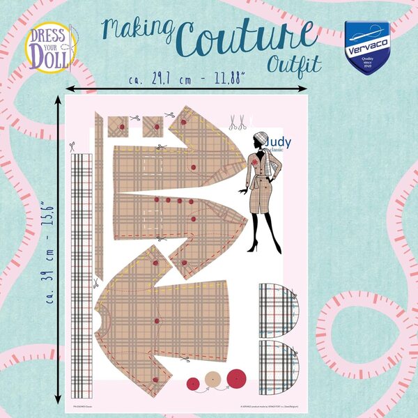 Dress Your Doll Judy Clásico Kit complet pour créer des vêtements et des vêtements pour poupées