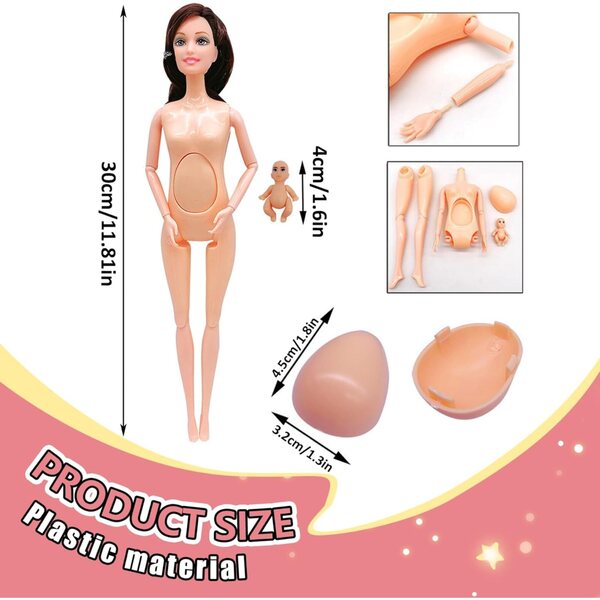 Gestickte bewegliche Muñeca 30 cm mit Bebé en Barriga Infantile Educativo Juguete