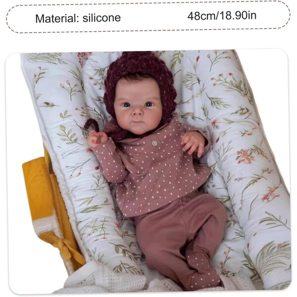 Realistická silikonová dětská muñeca 48 cm s otevřenýma očima a pohyblivými končetinami