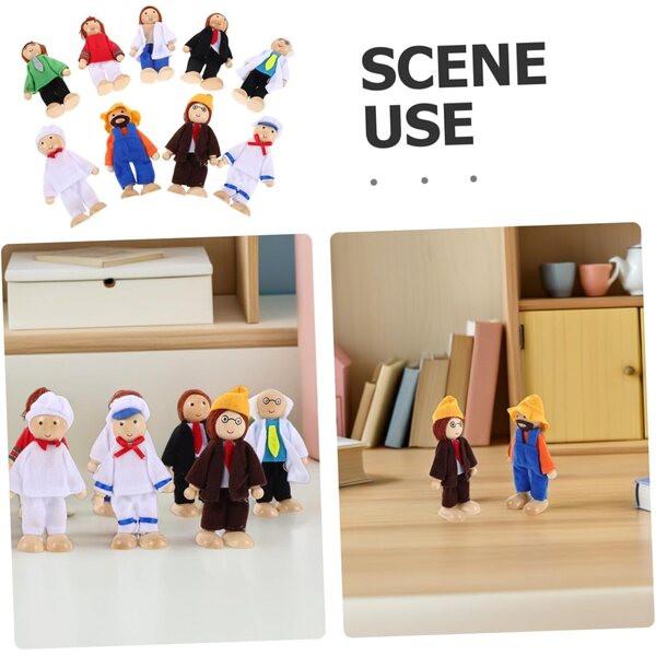 Hemobllo 9 bewegliche Holzfiguren für pädagogisches und narratives Spielen für Kinder
