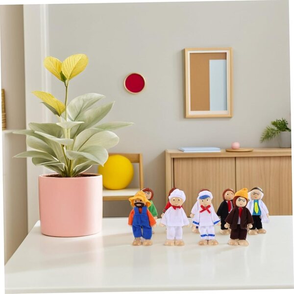 Hemobllo 9 bewegliche Holzfiguren für pädagogisches und narratives Spielen für Kinder