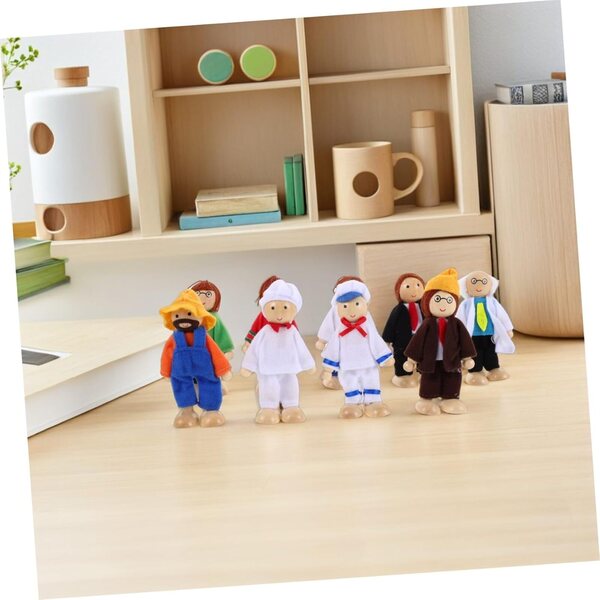 Hemobllo 9 bewegliche Holzfiguren für pädagogisches und narratives Spielen für Kinder