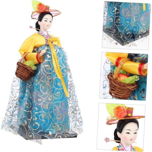 Koreanischer Hanbok Muñeca 30 cm aus traditioneller Leinwand für Dekoration und Geschenk