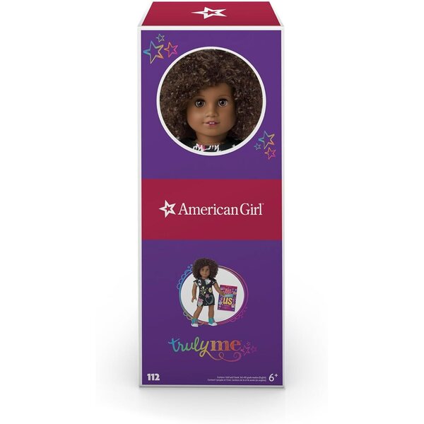 Americká dívka Truly Me Doll 18 palců hnědé oči krátké kudrnaté vlasy