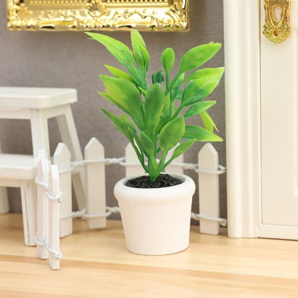 Albero miniatura in vaso verde artificiale per case delle bambole, decorazione realistica