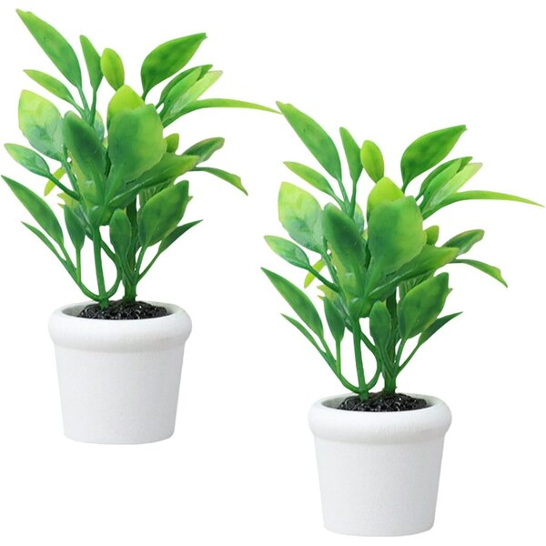 Albero miniatura in vaso verde artificiale per case delle bambole, decorazione realistica