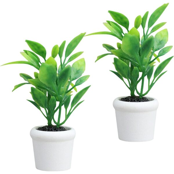 Albero miniatura in vaso verde artificiale per case delle bambole, decorazione realistica