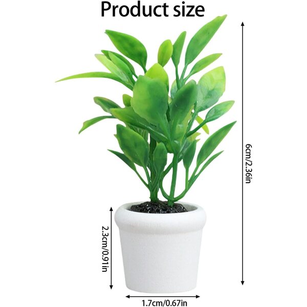 Albero miniatura in vaso verde artificiale per case delle bambole, decorazione realistica