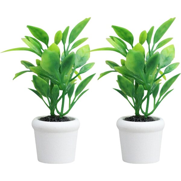 Albero miniatura in vaso verde artificiale per case delle bambole, decorazione realistica