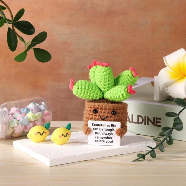 Ξύλινο Ganchillo Muñeca 10x5,5cm - Green Algodón Emocional Gift