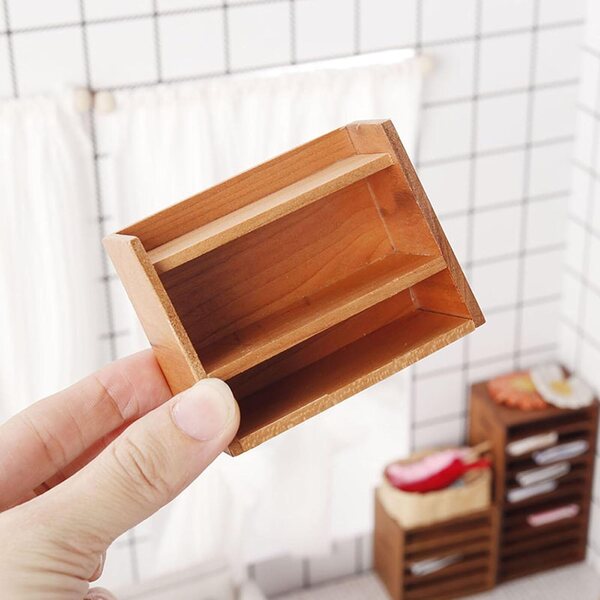 1/12 Miniatur-Holzschrank für Puppenhaus-Organizer-Zubehör OB11