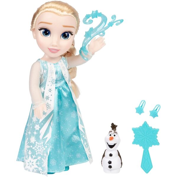 Muñeca articulada de Elsa de Frozen de Disney, 38 cm, Incluye Figura de Olaf, Cabello Trenzado icónico y Atuendo detallado. Regalo de cumpleaños para niñas de 3 años en adelante