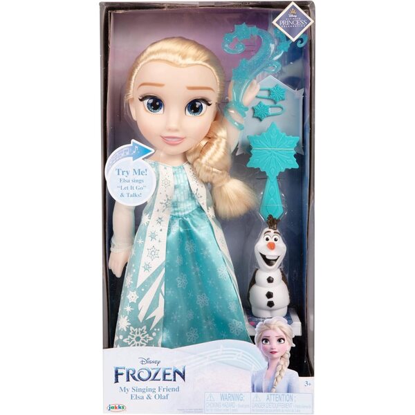 Muñeca articulada de Elsa de Frozen de Disney, 38 cm, Incluye Figura de Olaf, Cabello Trenzado icónico y Atuendo detallado. Regalo de cumpleaños para niñas de 3 años en adelante