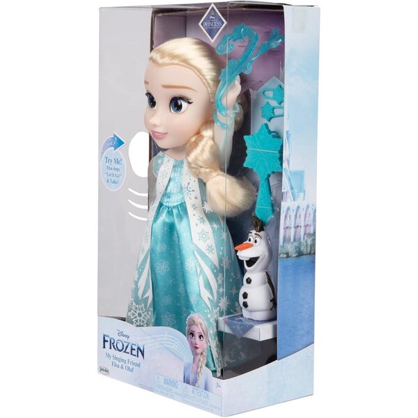 Muñeca articulada de Elsa de Frozen de Disney, 38 cm, Incluye Figura de Olaf, Cabello Trenzado icónico y Atuendo detallado. Regalo de cumpleaños para niñas de 3 años en adelante