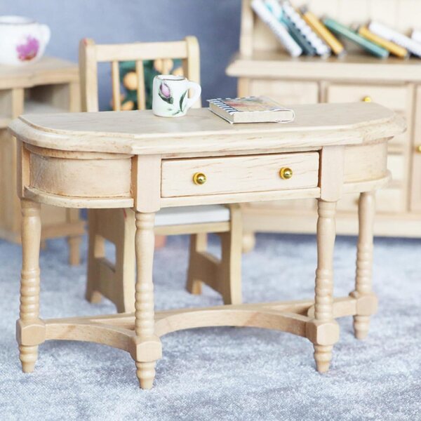 1/12 Miniatur-Holzschreibtisch mit aufklappbarer Schublade für Tmboryuu-Puppenhäuser