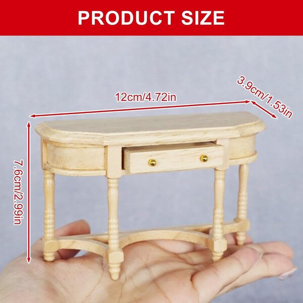 1/12 Miniatur-Holzschreibtisch mit aufklappbarer Schublade für Tmboryuu-Puppenhäuser