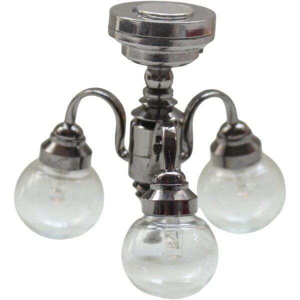 Lampadario Miniatura per Casa delle Bambole in Metallo con Luci LED - 4,8 cm