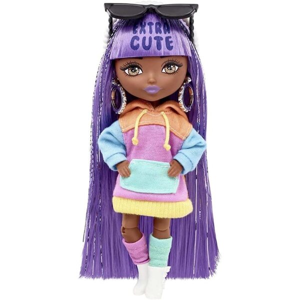 Barbie Extra Minis 7 met jurk met capuchon en accessoires - lavendelhaar