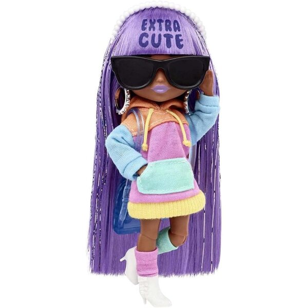 Barbie Extra Minis 7 met jurk met capuchon en accessoires - lavendelhaar