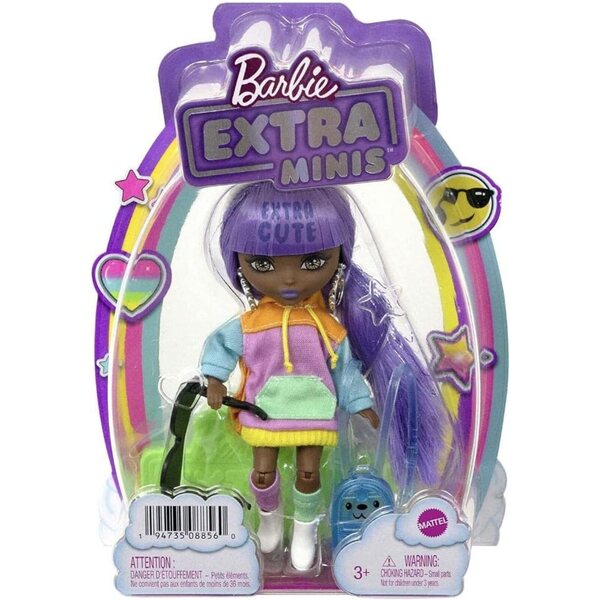 Barbie Extra Minis 7 met jurk met capuchon en accessoires - lavendelhaar