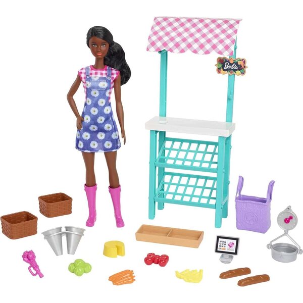 Barbie Mercato Agricolo con Accessori: Bambola, Frutta e Verdura 11,5 pollici