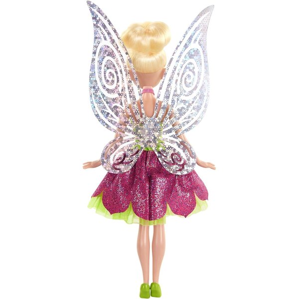 Disney Fairies Tinkerbell pop met groene en roze glitterjurk 23 cm
