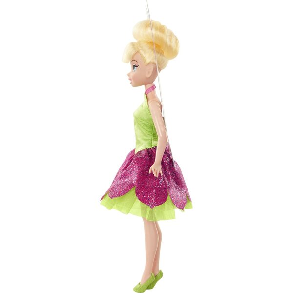 Disney Fairies Tinkerbell pop met groene en roze glitterjurk 23 cm