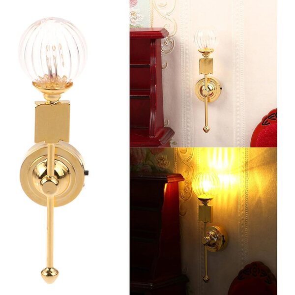 Lampada da Parete Casa delle Bambole in Metallo e Vetro | Accessorio Decorativo 7,9 cm