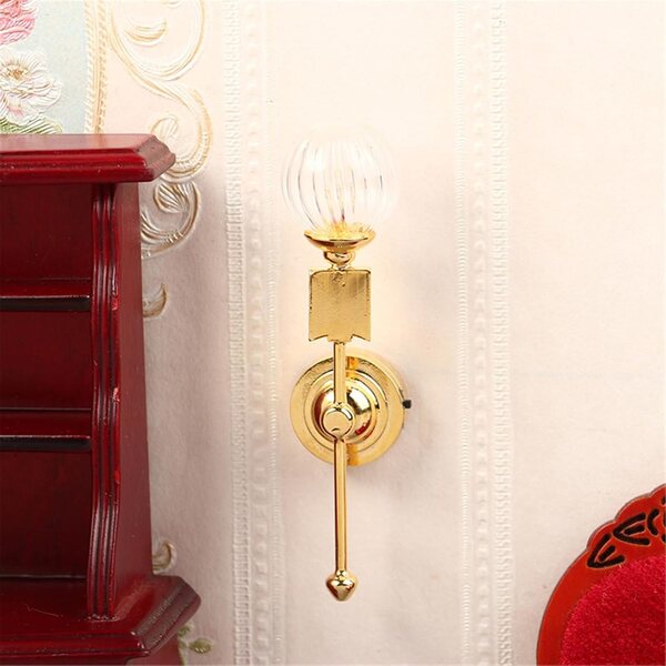 Lampada da Parete Casa delle Bambole in Metallo e Vetro | Accessorio Decorativo 7,9 cm