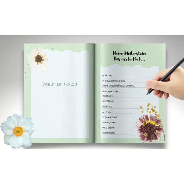 Personaliséiert Annabell Baby Album - Éischt Erënnerungen Tagebuch mat adorable Déieren