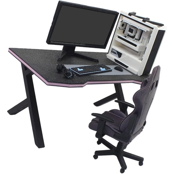 Mini scrivania portatile per computer con design moderno e montaggio facile per case delle bambole