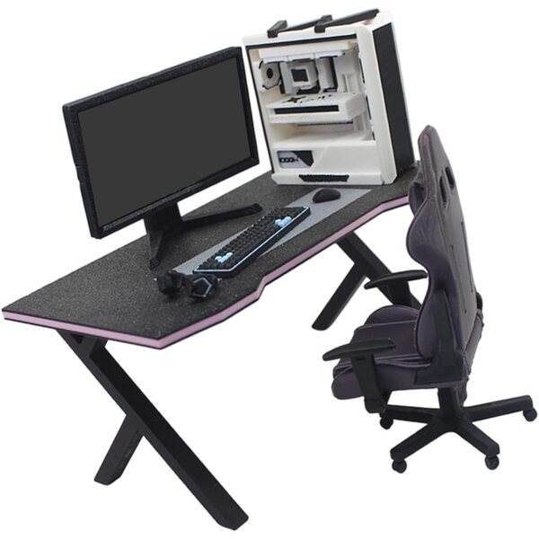 Mini scrivania portatile per computer con design moderno e montaggio facile per case delle bambole