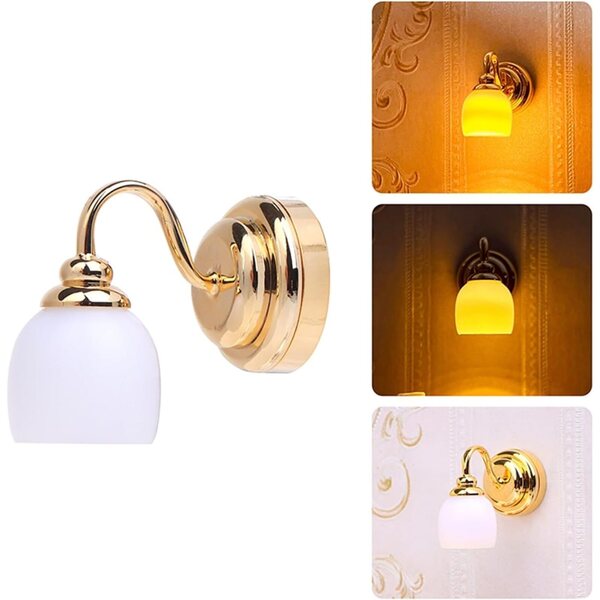 1/12 Miniatur-LED-Wandleuchte für Puppenhäuser – elegante Metallapplikation