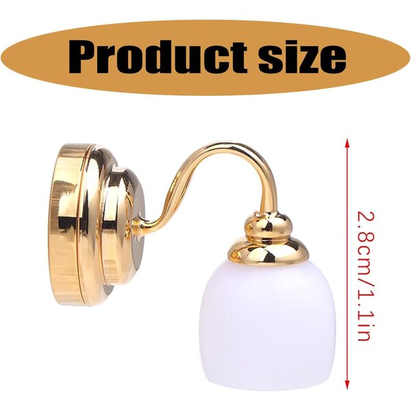 1/12 Miniatur-LED-Wandleuchte für Puppenhäuser – elegante Metallapplikation