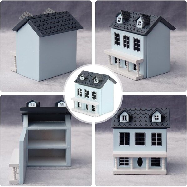 Statuetta vintage in legno miniatura per decorare casa e scrivania, stile cottage