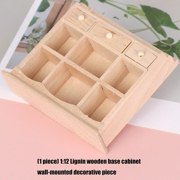 Armadio in legno miniatura scala 1:12 per case delle bambole - mobili artigianali realistici