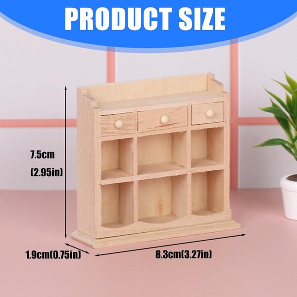 Armadio in legno miniatura scala 1:12 per case delle bambole - mobili artigianali realistici