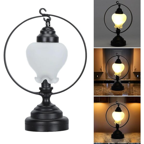 Lampada da Tavolo in Miniatura per Case delle Bambole 1:12 Accenti Eleganti in Metallo