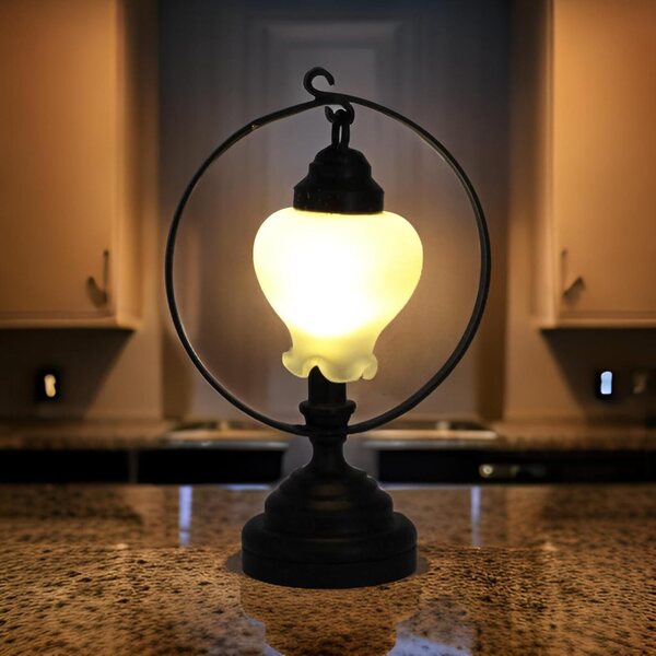 Lampada da Tavolo in Miniatura per Case delle Bambole 1:12 Accenti Eleganti in Metallo
