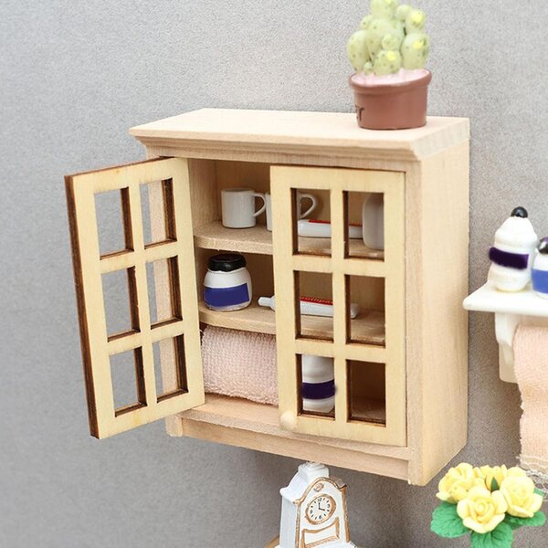 Armadietto in legno miniatura 1:12 per case delle bambole, decorazione e artigianato