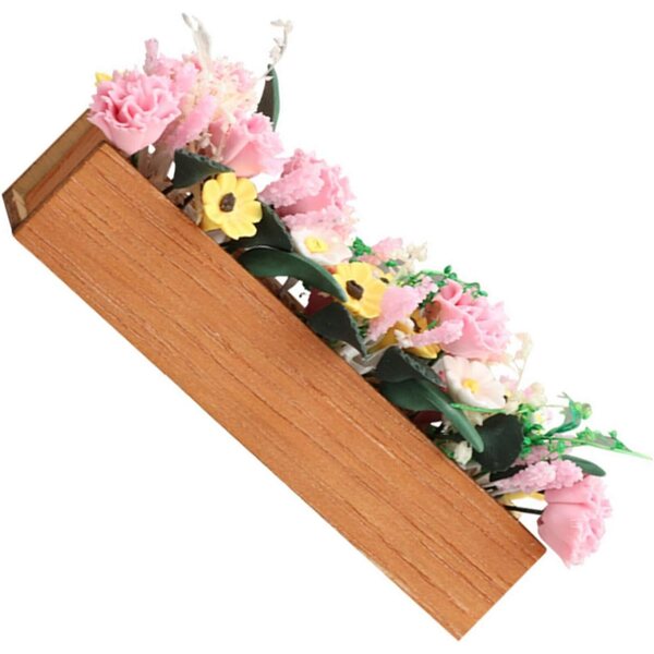 Miniatur-Blumen- und Bettmodell für Puppenhaus aus Harz und Holz 8 cm