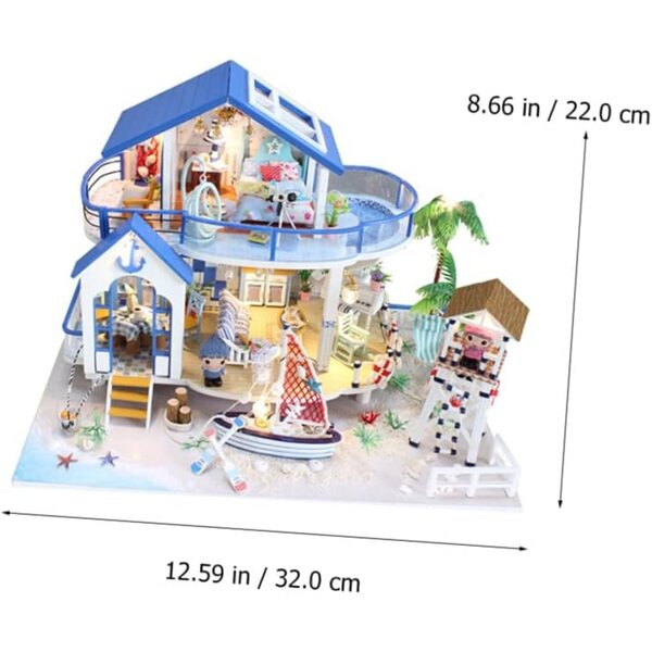 Hemobllo Holzhaus Mini DIY Lernset für Kinder 32x22 cm