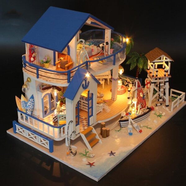 Hemobllo Holzhaus Mini DIY Lernset für Kinder 32x22 cm
