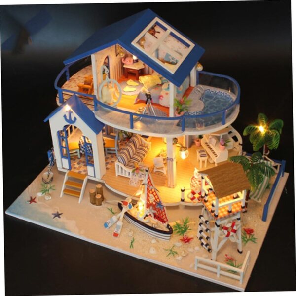 Hemobllo Holzhaus Mini DIY Lernset für Kinder 32x22 cm