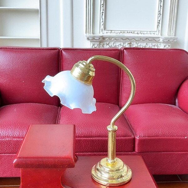 Lampada da Tavolo in Metallo per Casa delle Bambole Vintage Soggiorno Bianco 5,5x4 cm