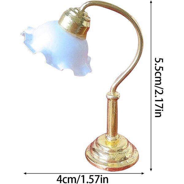 Lampada da Tavolo in Metallo per Casa delle Bambole Vintage Soggiorno Bianco 5,5x4 cm
