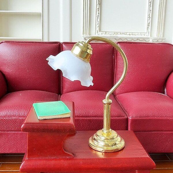 Lampada da Tavolo in Metallo per Casa delle Bambole Vintage Soggiorno Bianco 5,5x4 cm