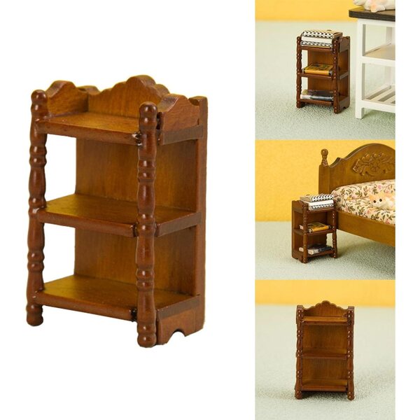 Comodino in legno 1:12 per bambini e collezionisti, arredamento miniatura vivace e dettagliato