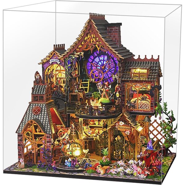 Kit de casa em miniatura de madeira com móveis, modelo criativo para adultos