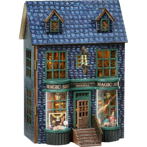 3D houten poppenhuisset met LED, schaal 1:100 - Creatieve hobby